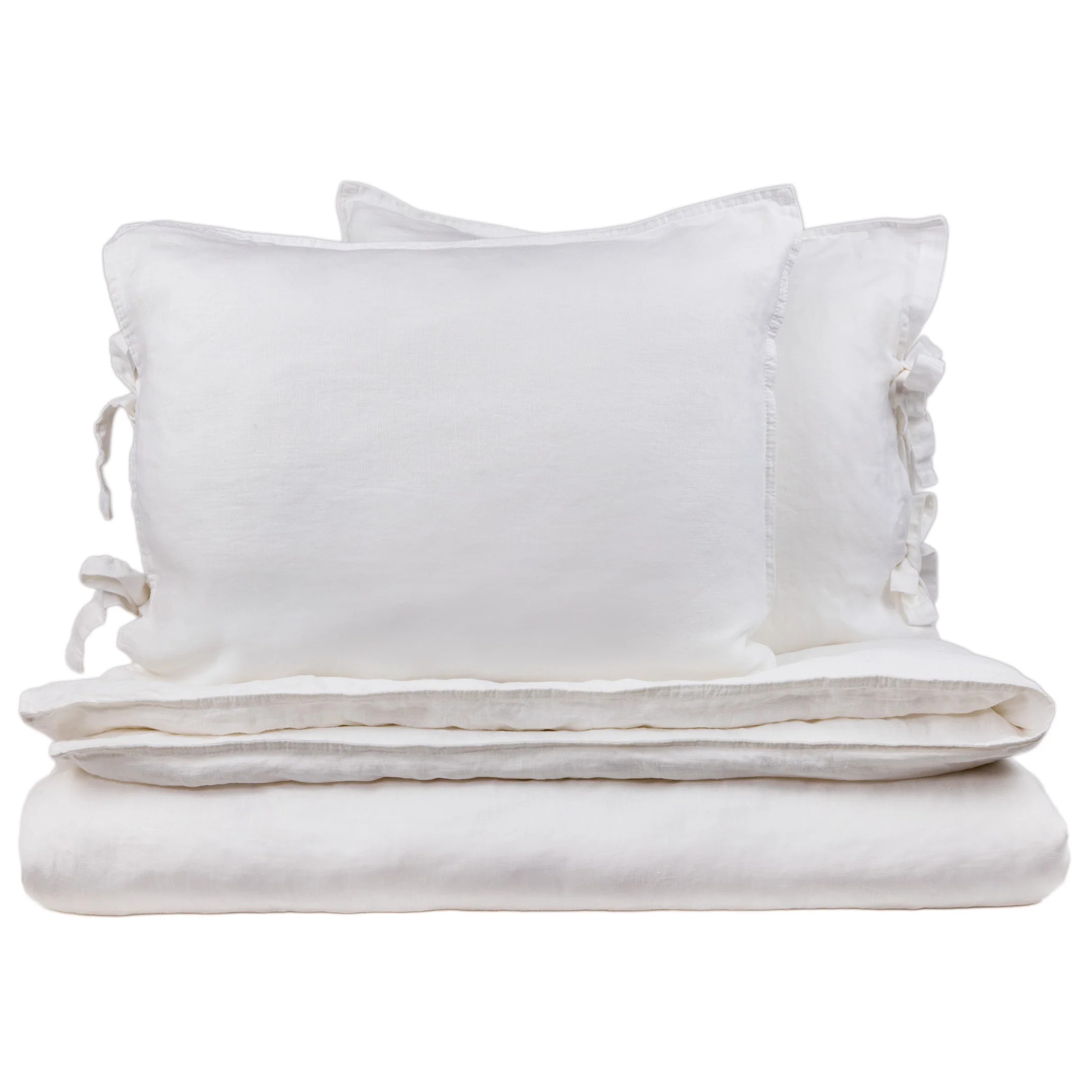 Linen double duvet cover set | white
