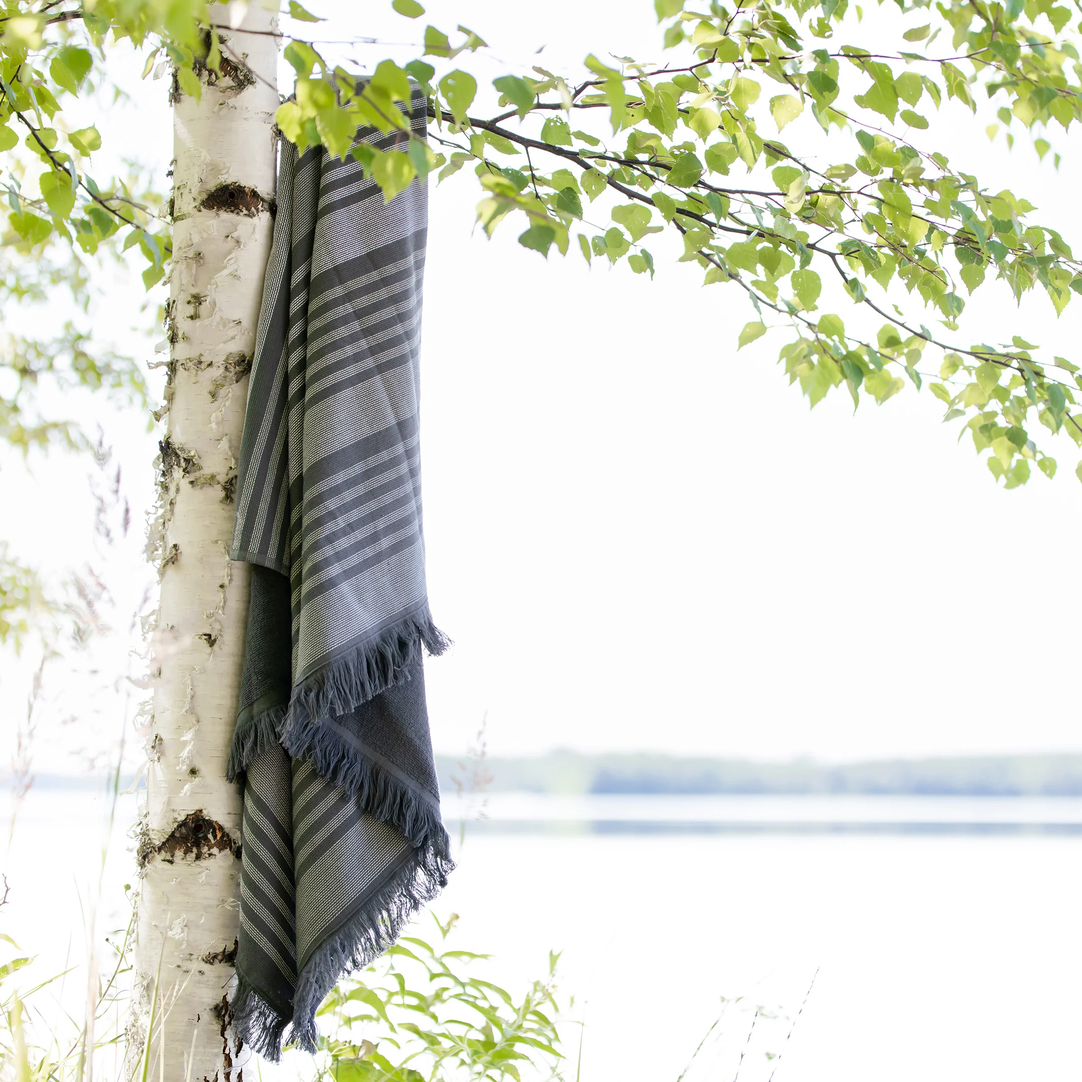 Stripe Hammam bath towel | grey - Image 7