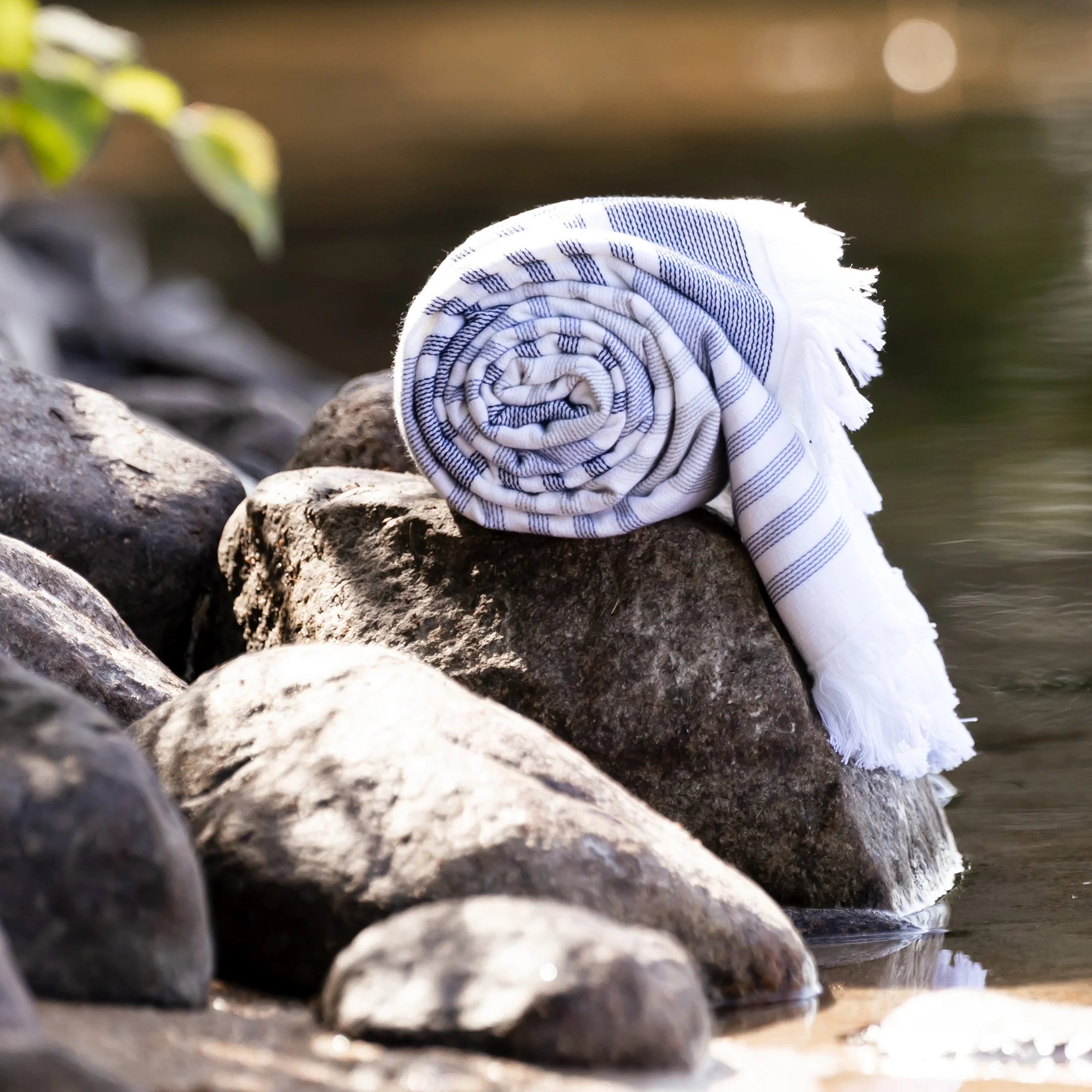 Stripe Hammam bath towel | white - Image 2