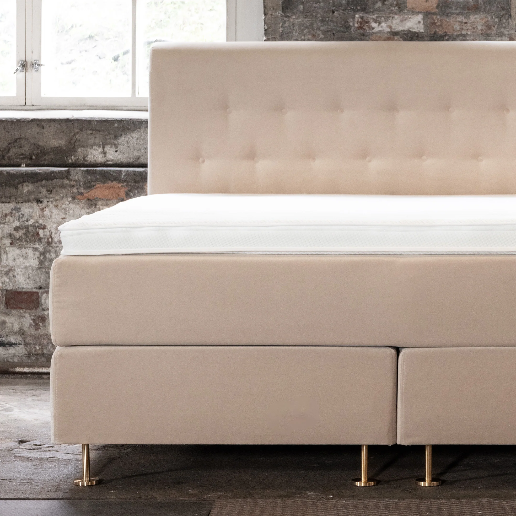 Velvet Lux continental bed bundle 180x200 cm | beige - Image 6