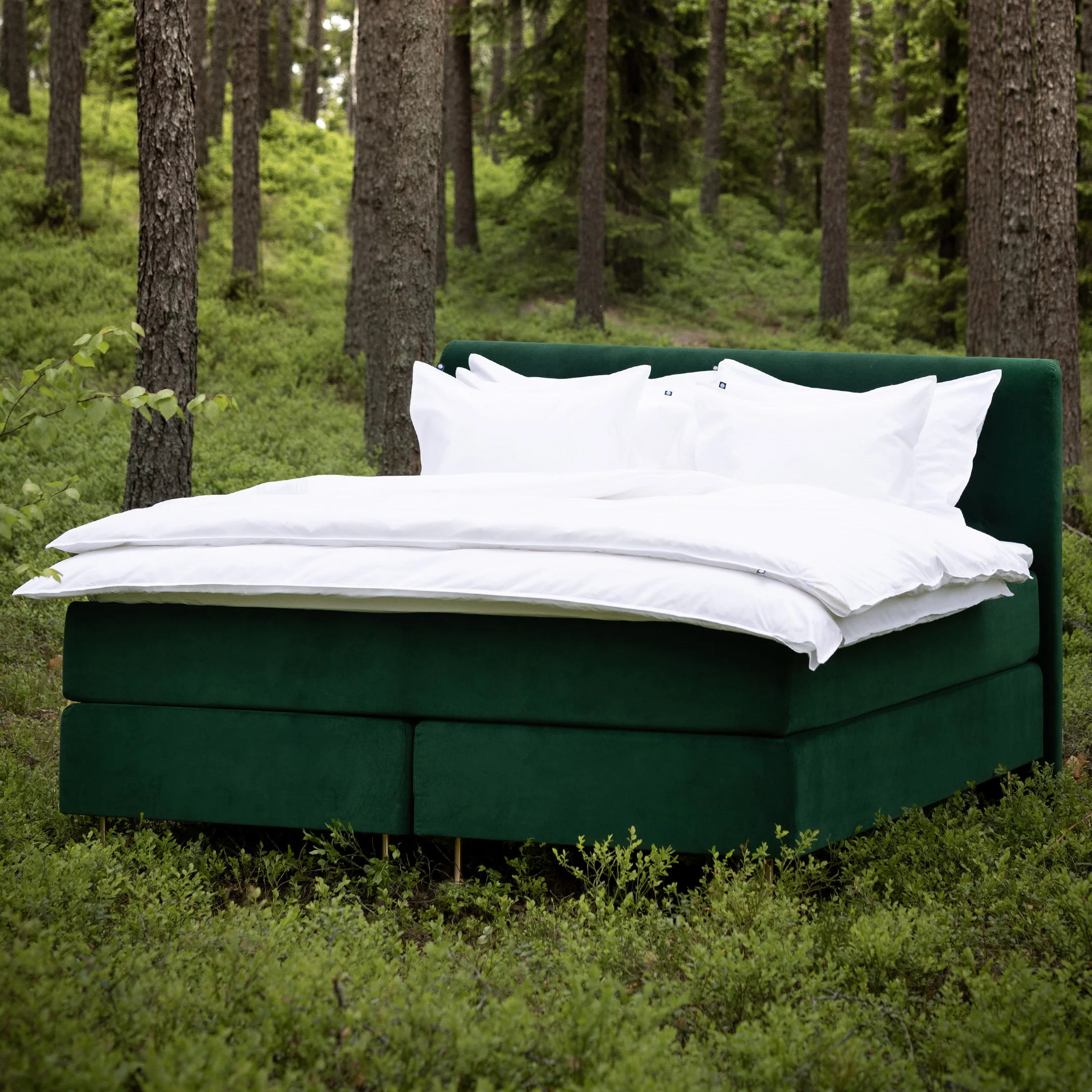 Velvet Lux continental bed bundle 180x200 cm | dark green - Image 2