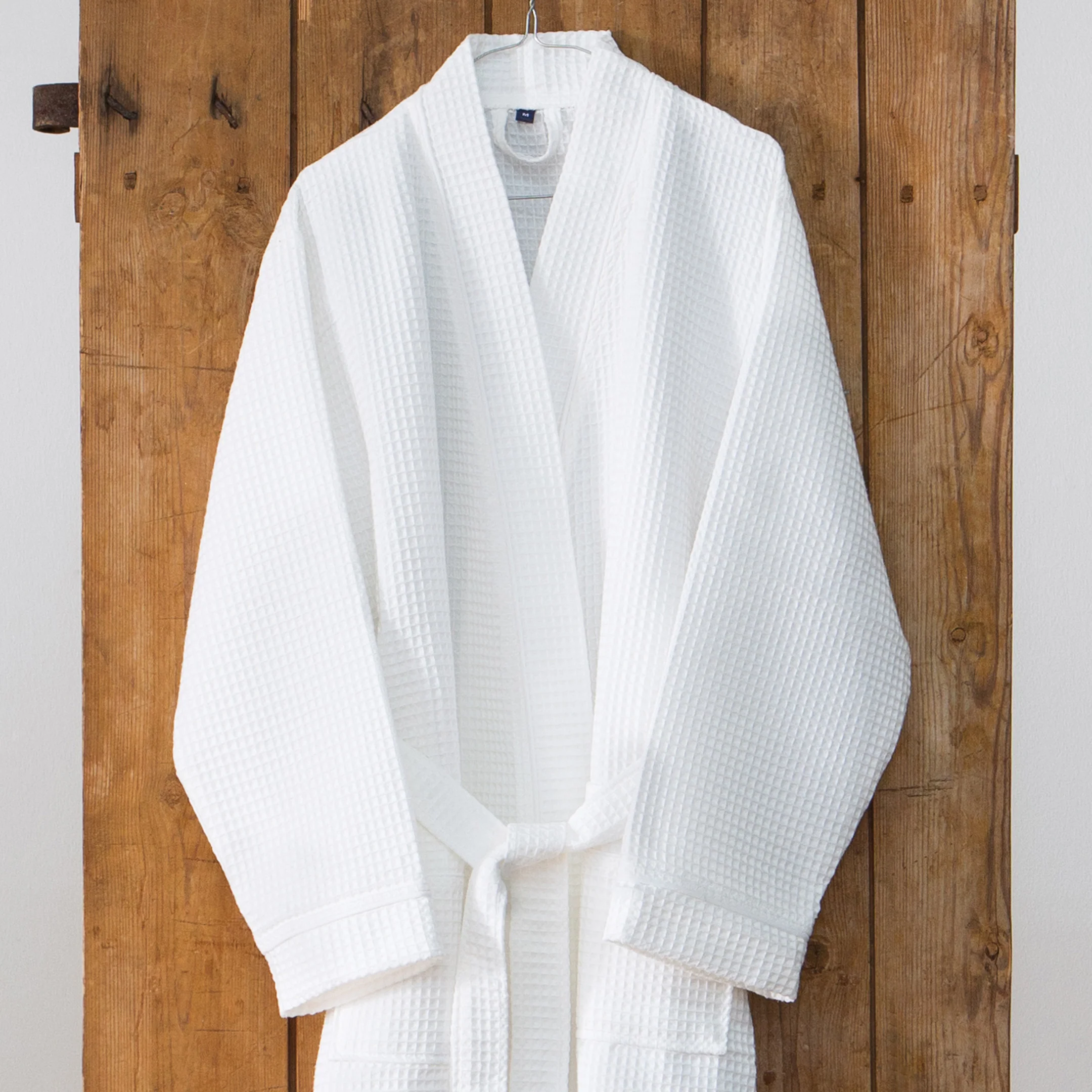 Waffle bathrobe M | white - Image 4